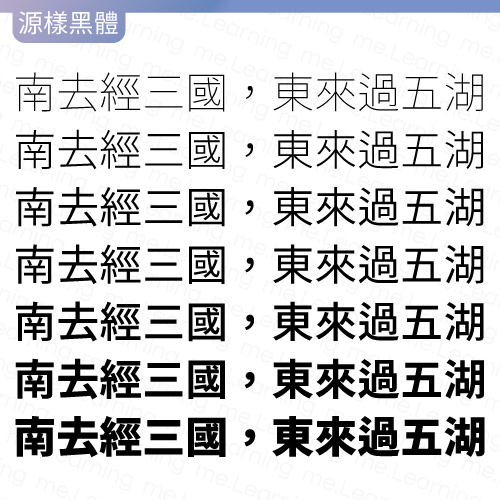 源樣黑體 | 免費商用字體 | 字重展示