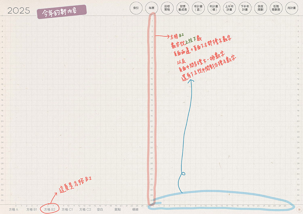 08 2025DigitalPlanner Timetable M G 說明檔 頁面 08 s | 電子行事曆 2025+時間曆-Monday Start-仿紙紋-台灣繁體中文(農曆) | me.Learning |