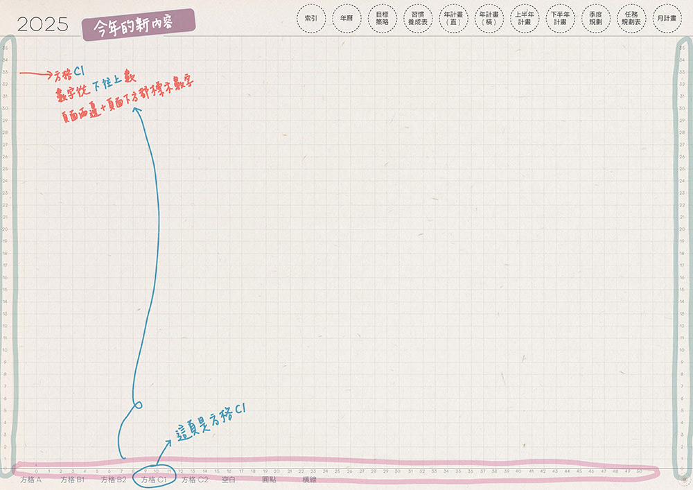 09 2025DigitalPlanner Timetable M G 說明檔 頁面 09 s | 電子行事曆 2025+時間曆-Monday Start-仿紙紋-台灣繁體中文(農曆) | me.Learning |